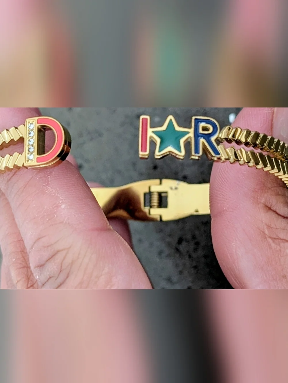 Gold-Tone Multicolor Letter & Star Bracelet DI🌟R - Picture 10 of 10